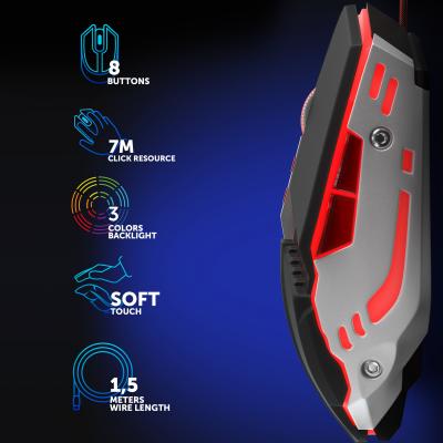 Мышь OKLICK 999G TOMAHAWK черный оптическая (3200dpi) USB (8but)