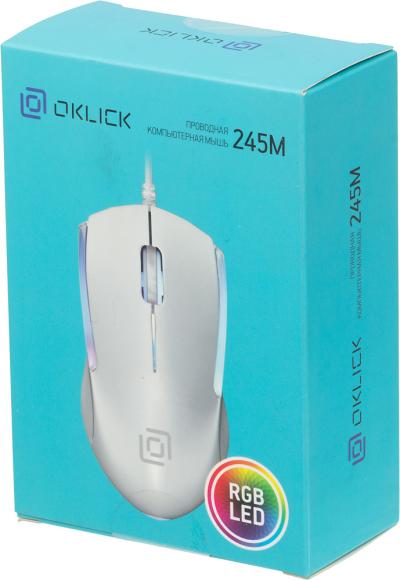 Мышь OKLICK 245M белый оптическая (1000dpi) USB
