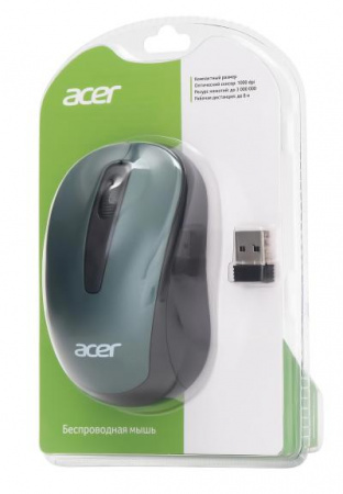 Мышь ACER OMR135 зеленый оптическая (1000dpi) беспроводная USB для ноутбука (2but) (ZL.MCEEE.01I)