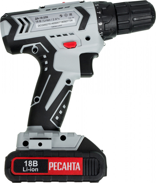 Дрель-шуруповерт аккумуляторная РЕСАНТА ДА-18-2ЛК 75/14/5