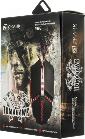 Мышь OKLICK 999G TOMAHAWK черный оптическая (3200dpi) USB (8but)